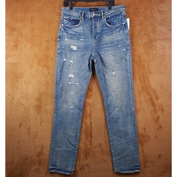 PURPLE BRAND Mens Jeans Size 30 Slim Straight Vintage Wash Abrasions P005 $365 - Picture 1 of 11